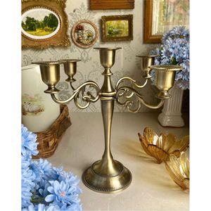 Wholesale Luxury Gold Metal 5-Arm Candelabra <b>Tall</b> Wedding <b>Table</b> Centerpiece Vintage Pillar Candle Holder Home Decor Hospitality - Product Image 6