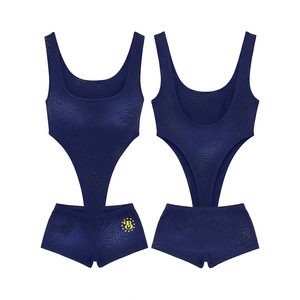 Traje de baño de una pieza de nailon y spandex rosa de 220 GSM de primera calidad, corte alto, con logo personalizado por transferencia térmica, para mujer. - Product Image 3