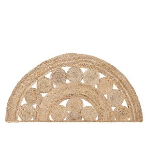 Handcrafted Natural Jute <b>Half</b> Circle Rug Geometric Bohemian Door Mat Non <b>Slip</b> Flat Pile Home Decor - Product Image 1