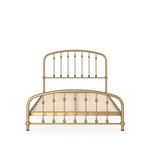 Cadre de lit classique vintage en laiton avec tête de lit décorative, support solide et esthétique intemporelle pour l'intérieur de la chambre - Product Image 1