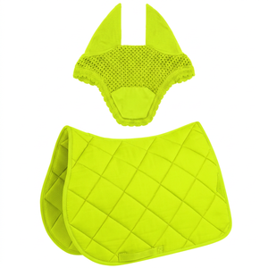OEM Custom Black Horse Saddle Pad & Ear Bonnet Matching Set | Quilted <b>Equestrian</b> Saddle Pad | Wholesale - Product Image 4