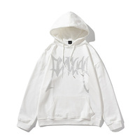Pull à capuche pour homme coupe classique, personnalisé, avec lettrage gothique et détails thermocollés, style streetwear hivernal européen et américain, 100% coton, vente en gros