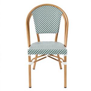 Silla de Mimbre de Alta Resistencia con Estructura Metálica, Estilo Francés, Verde y Blanca, Apilable, para Jardín, Patio, Comedor, Bistro - Product Image 2