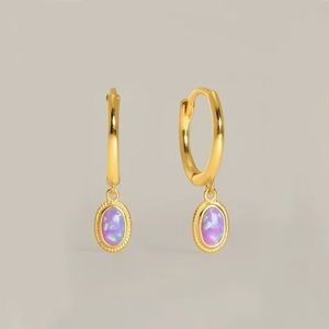 Pendientes de Aro con Ópalo Verde Oscuro - Pendientes Colgantes con Engaste de Plata de Ley 925, Joyería de Piedra Preciosa Lisa de Forma Ovalada, Regalo para Ella - Product Image 4