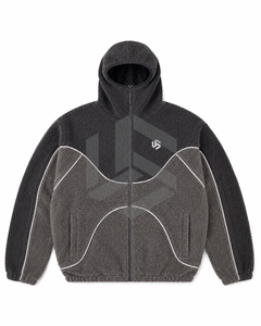 Custom Men's Solid Digital Printing Black Hooded <b>Fleece</b> <b>Jacket</b> Oversized Fit Windproof Zipper Front Logo Casual Winter Wear - Product Image 1