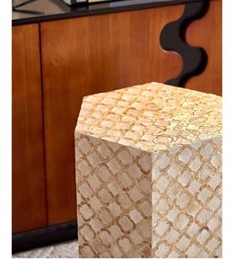 Mesa con Incrustaciones de Hueso de ILAHI, Diseño Moderno con Detalles de Ágata, Almacenamiento Portátil, Muebles para el Hogar - Product Image 2