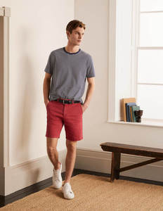 Pantalones Cortos Bermuda Oxford de Algodón Rojo para Hombre, Cintura Media, Cierre de Botones, Color Sólido Informal, Bolsillos, Tejido Transpirable - Product Image 2