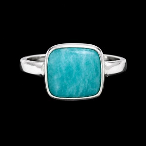 925 Sterling <b>Silver</b> Oval Amazonite Gemstone <b>Ring</b> Natural Blue Stone Cabochon <b>Statement</b> <b>Ring</b> Fine Jewelry - Product Image 2