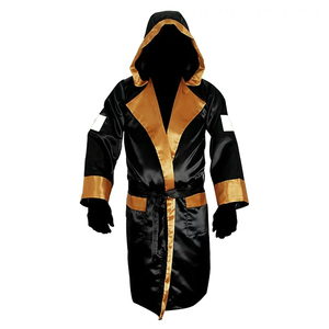 Al por mayor: Bata de boxeo brillante de longitud completa con capucha, impresión de logotipo/diseño personalizado, color liso, transpirable, precio mayorista para hombre - Product Image 1