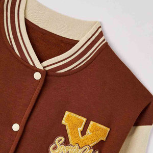 Chaqueta Bomber Varsity de Algodón Tejido con Cuello Alto para Mujer, Estilo Universitario Vintage, Elegante y Asequible, Retro - Product Image 4