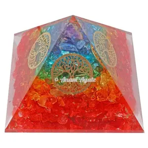 7 Chakra Orgonite Pyramide 4 Côté Arbre De Vie Symbole Orgonite Pyramide Vente En Gros Orgone Pyramides - Product Image 1