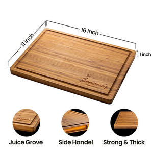 Planche à découper rectangulaire en bambou naturel biologique, écologique, monobloc, pour la cuisine, sans danger pour les aliments, épaisseur 1,5 cm - Product Image 6