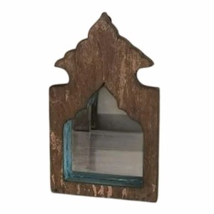 Handmade Jodhpur Teak Wood <b>Wall</b> <b>Mirror</b> Hand-Painted Multi-Color Indian Art Decorative Bedroom Living Room 24x36 Mid Century - Product Image 4