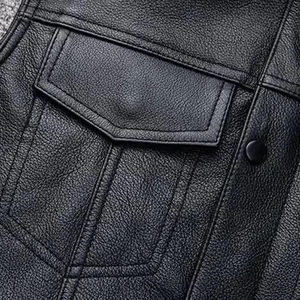 Custom Genuine Sheep Leather Men's vest Wholesale rate breathable Motorcycle Leather vest for sale - Product Image 6