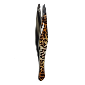 Ensemble de pinces à épiler pour cils et sourcils en acier inoxydable de haute qualité, usage professionnel, meilleur prix, avec étui en cuir - Product Image 1
