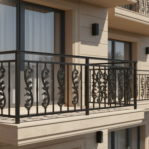 Barandilla de Balcón Moderna de Primera Calidad, Gris, Resistente, de Hierro Fundido sin Marco, Resistente al Agua, a la Oxidación y a los Rayos UV, para Uso Residencial - Product Image 1