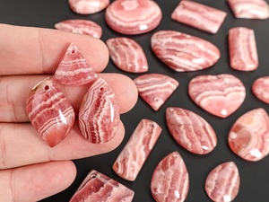Genuine <b>Pink</b> Red Rhodochrosite Pendant Top <b>Drilled</b> Natural a One Quality Gemstone Loose Cabochon for Jewelry Making - Product Image 1