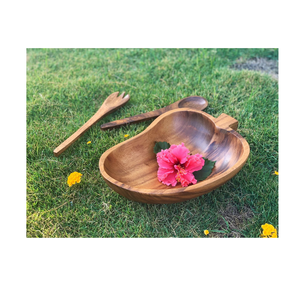 ชามสลัดไม้ ชามไม้ ดีไซน์สร้างสรรค์ ชามใส่ผลไม้แห้ง รูปทรงมะละกอ สำหรับขาย - Product Image 5