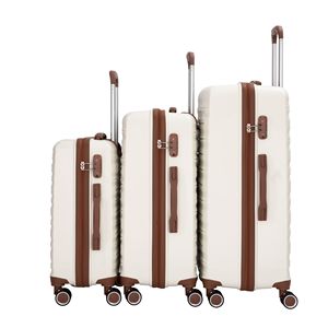 5-Piece PP Hardshell <b>White</b> Luggage Set Carry-On Travel <b>Suitcases</b> with Silent Plane Wheels and TSA Lock - Product Image 2