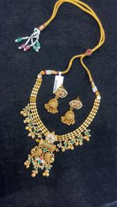 Ensemble collier et boucles d'oreilles TISHYA DIAMOND en alliage de cuivre plaqué or ethnique, imitation perle, diamant taille brillant, bijoux de mariage pour femmes - Product Image 3