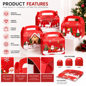 Boîte cadeau de Noël avec poignée, emballage en papier de luxe, boîte cadeau pour biscuits, bonbons, cadeaux et emballages festifs - Product Image 3