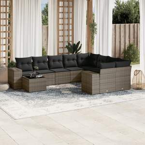 Conjunto de Sofás de Jardín de Ratán Moderno, 6 Plazas, Contemporáneo, Gris Oscuro - Product Image 3