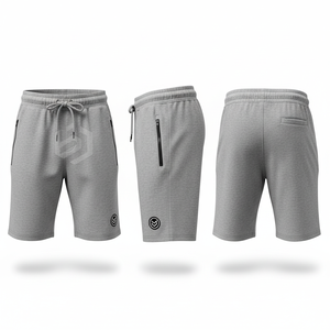 Men's <b>Shorts</b> Mid Waist Drawstring Bermuda <b>Shorts</b> Solid Color Casual Wear with <b>Zipper</b> Pockets Breathable Knitted Fabric - Product Image 4