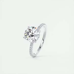 Anillo de compromiso Forever Love Solitaire con diamante redondo cultivado en laboratorio de 2.00 quilates y detalles pavé en oro blanco de 14k - Product Image 2