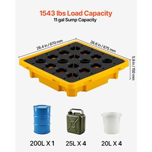 Pallet di Contenimento a Basso Profilo in HDPE per 1 Fusto da 11,4 Galloni (43 Litri) con Capacità di Carico di 1543 Libbre - Product Image 2