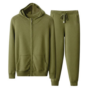 Chándal de invierno para hombre, personalizado, con estampado digital, de poliéster/algodón, 280 g/m², transpirable, con lavado ácido, estilo casual urbano, con capucha y pantalón de pierna recta - Product Image 1