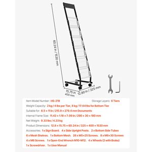 Espositore per Riviste in Metallo a 6 Ripiani con Ruote, Porta Brochure da Terra Mobile per Ufficio - Product Image 2
