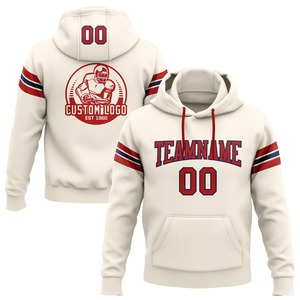 Sweat-shirt à capuche personnalisé en molleton brodé crème, rouge et bleu marine pour le football, idéal pour l'entraînement sportif en équipe - Product Image 1