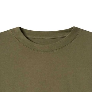 Camiseta de Manga Corta para Hombre, Color Verde Oliva, Talla Grande, Cuello Redondo, 100% Algodón, Estilo Casual, Color Sólido, Tejido Jersey, Tinte Liso - Product Image 5
