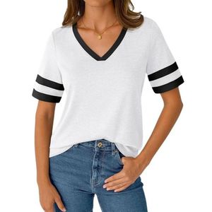 Camiseta de Verano para Mujer, Cuello Redondo, Estampado Informal, Tejido de Seda Ecológico y Transpirable, en Blanco y Negro - Product Image 1