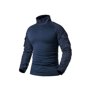 Maillot de paintball bleu foncé à manches longues avec col zippé et poches sur les bras pour les jeux de tir en plein air - Product Image 1