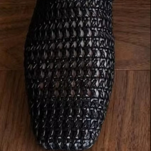 Handwoven Mesh <b>Slide</b> Slippers for Women, Square Toe Summer Flats, Breathable Woven Mules, Minimalist Casual Indoor Outdoor Shoes - Product Image 1