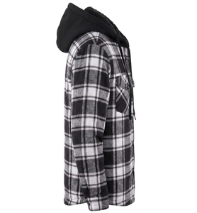 Veste à capuche en polaire à carreaux noirs pour homme, vêtement d'extérieur décontracté en flanelle à carreaux, coupe ajustée, manteau d'hiver de qualité supérieure, parka épaisse - Product Image 5