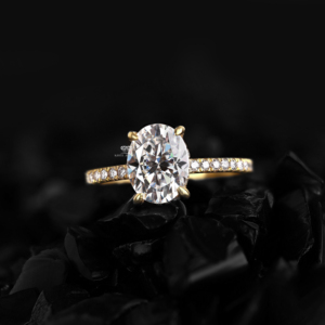 2.00 CT Oval Lab Grown Diamond Engagement Ring IGI Certified 14K Gold Solitaire Accent Bridal <b>Wedding</b> Jewelry Kirti Jewels - Product Image 1