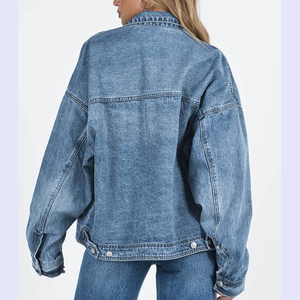 Women's Winter Bomber <b>Jacket</b> Eco-Friendly High Street Style Short Relaxed Fit 100% Cotton <b>Denim</b> - Product Image 4