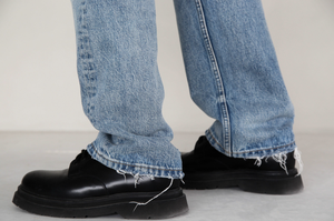 Pantalon en jean vintage délavé pour homme, style crayon, effet moustaches, tendance - Product Image 6