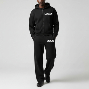 Conjuntos Deportivos de 2 Piezas para Hombre, con Capucha y Cierre, de Alta Calidad, con Logotipo Personalizado al por Mayor, Ropa Deportiva Informal de Invierno, de Algodón Sólido de 220g - Product Image 2