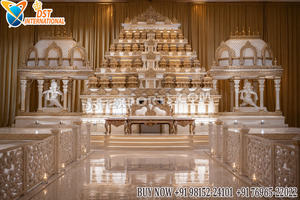 Mandap Manavari para Bodas Tradicionales de Sri Lanka, Mandap Blanco para Bodas de Sri Lanka, Mandap Decorativo de Fibra para Bodas Tamilas - Product Image 6