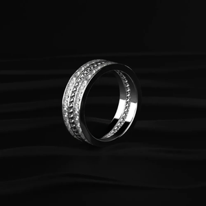 Round Cut Diamond <b>Ring</b> Two Row Eternity Band <b>For</b> <b>Men</b> High Clarity 14k Diamond <b>Ring</b> VVS-VS Clarity IGI Certified <b>for</b> Sale Export - Product Image 2