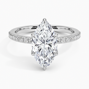 แหวน BOJ รุ่น 026 ทรงมาร์คีส์ เงินแท้ 925 ลายสลักโบราณ ประดับเพชรสามเม็ด 2 กะรัต สี D ความสะอาด VVS1 มอยส์ซาไนต์ รับรองโดย GRA - Product Image 1