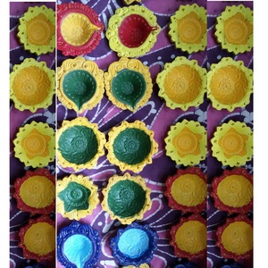 Lámparas de aceite de poliresina hechas a mano, dias decorativas verdes y azules para actividades religiosas, portavelas duraderos. - Product Image 2