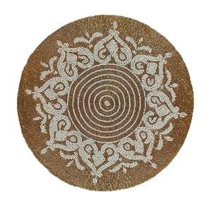 FLORAL DESIGN Embroidery Seed Beads Bunny Placemat Beadwork Accessory DIY Bead Embroidery Seed Bead Design Eco-Friendly Handmade - Product Image 2