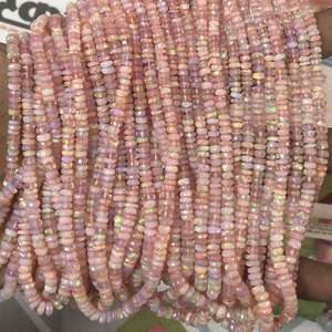 Collier en perles de pierres précieuses opale éthiopienne rose naturelle facettée de 3-5 mm, certifié IGI, vente en gros, Inde - Product Image 2