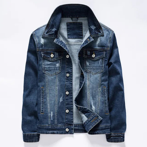 High Quality Men <b>Denim</b> <b>Jacket</b> <b>Custom</b> made anti wrinkle breathable Turn-down Collar Regular Fit Spring Wear Men's <b>Jacket</b> - Product Image 2
