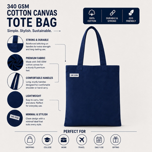 Stylish Letter Pattern Canvas Tote <b>Bag</b> with Rope Handle Fashionable Design for Shopping Use - Product Image 5