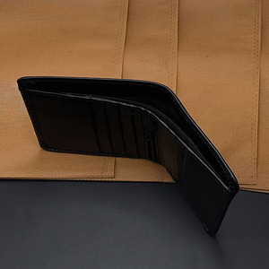 Black Leather <b>Wallet</b> Men Zipper Pocket Bifold Soft Smooth Card Slot Compact <b>Money</b> Organizer Luxury Classic Business Male OEM - Product Image 2